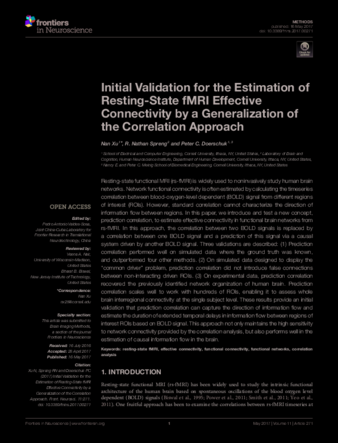 Initial Validation for the Estimation of Resting-State fMRI Effective Connectivity by a Generalization of the Correlation Approach thumbnail