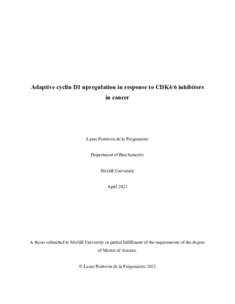 Adaptive cyclin D1 upregulation in response to CDK4/6 inhibitors in cancer thumbnail