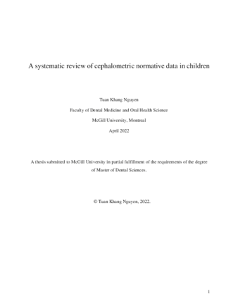 A systematic review of cephalometric normative data in children thumbnail