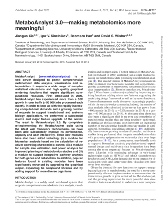 MetaboAnalyst 3.0—making metabolomics more meaningful thumbnail