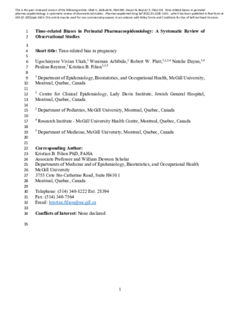 Time-related biases in perinatal pharmacoepidemiology: A systematic review of observational studies thumbnail