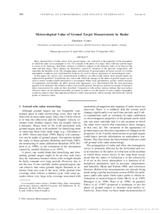 Meteorological Value of Ground Target Measurements by Radar thumbnail