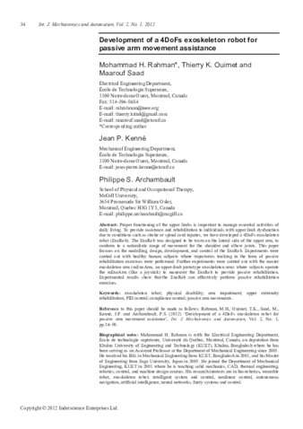 Development of a 4DoFs exoskeleton robot for passive arm movement assistance thumbnail