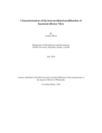 Characterization of the host-mediated modification of bacterial effector NleA thumbnail