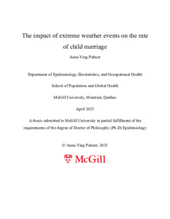 The impact of extreme weather events on the rate of child marriage thumbnail