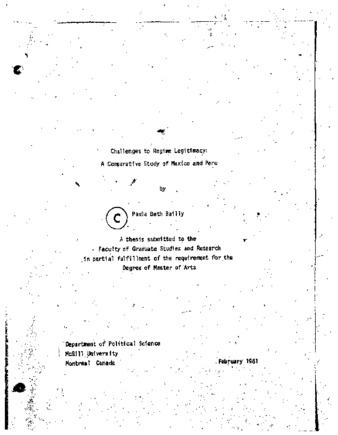 Challenges to regime legitimacy : a comparative study of Mexico and Peru thumbnail