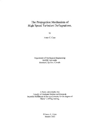 The propagation mechanism of high speed turbulent deflagrations / thumbnail