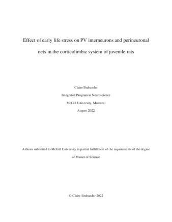 Effect of early life stress on PV interneurons and perineuronal nets in the corticolimbic system of the juvenile rat thumbnail