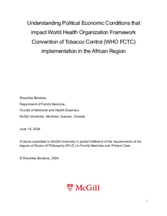 Understanding Political Economic Conditions that impact WHO Framework Convention of Tobacco Control (FCTC) implementation in the African Region thumbnail
