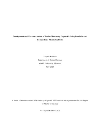 Development and characterization of bovine mammary organoids using decellularized extracellular matrix scaffolds thumbnail
