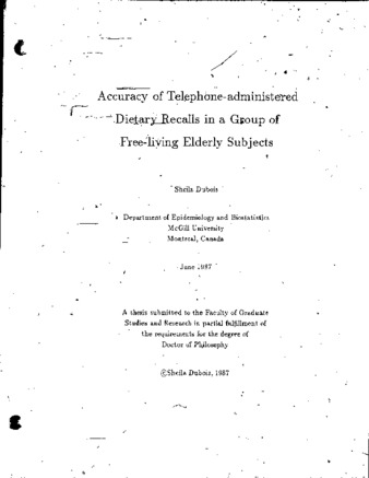 Accuracy of telephone-administered dietary recalls in a group of free-living elderly subjects thumbnail