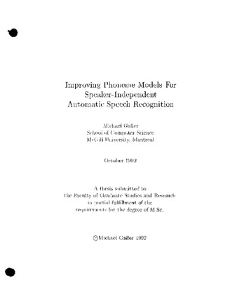 Improving phoneme models for speaker-independent automatic speech recognition thumbnail