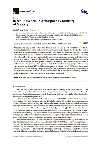 Recent Advances in Atmospheric Chemistry of Mercury thumbnail