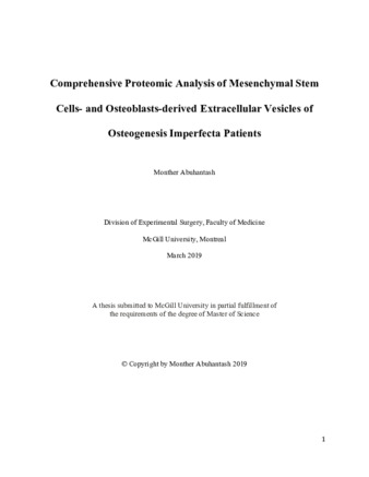 Comprehensive proteomic analysis of Mesenchymal stem cells-and osteoblasts-derived extracellular vesicles of osteogenesis imperfecta patients thumbnail