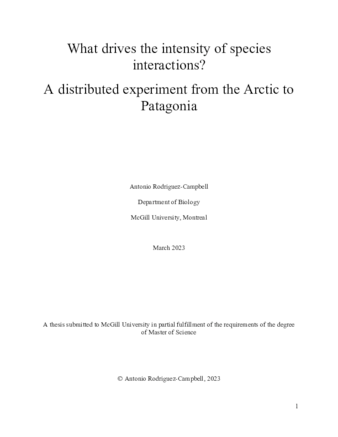 What drives the intensity of species interactions?  A distributed experiment from the Arctic to Patagonia thumbnail