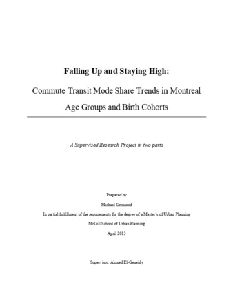 Falling up and staying high: commute transit mode share trends in Montreal age groups and birth cohorts thumbnail