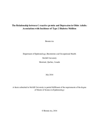 The relationship between C-reactive protein and depression in older adults: associations with incidence of type 2 diabetes mellitus thumbnail