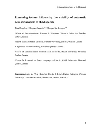 Examining Factors Influencing the Viability of Automatic Acoustic Analysis of Child Speech thumbnail