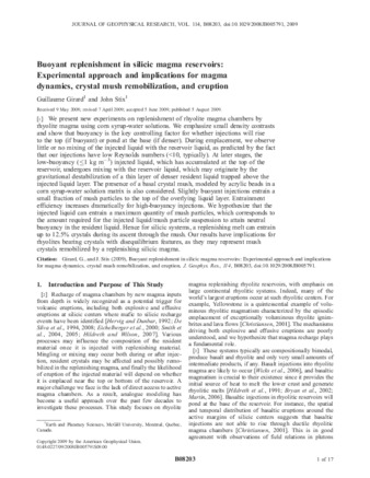 Buoyant replenishment in silicic magma reservoirs: Experimental approach and implications for magma dynamics, crystal mush remobilization, and eruption thumbnail