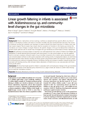 Linear growth faltering in infants is associated with Acidaminococcus sp. and community-level changes in the gut microbiota thumbnail