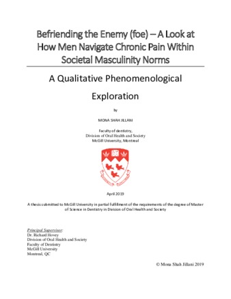 Befriending the enemy (foe) - a look at how men navigate chronic pain within societal masculinity norms thumbnail
