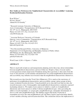 How Stable are Preferences for Neighborhood Characteristics and Accessibility? Analyzing Residential Relocation Decisions thumbnail