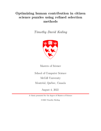 Optimizing human contribution in citizen science puzzles using refined selection methods thumbnail
