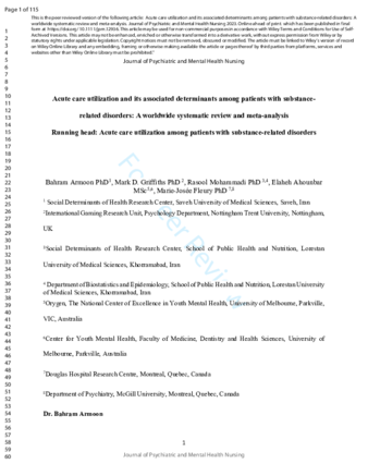  Acute care utilization and its associated determinants among patients with substance-related disorders: A worldwide systematic review and meta-analysis thumbnail