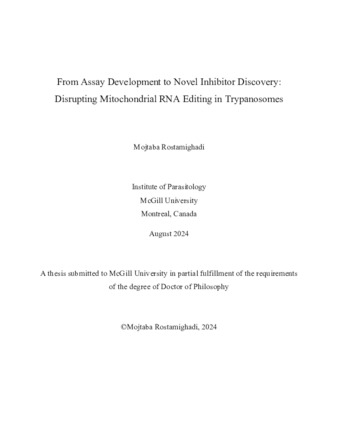 From Assay Development to Novel Inhibitor Discovery: Disrupting mitochondrial RNA Editing in Trypanosomes thumbnail