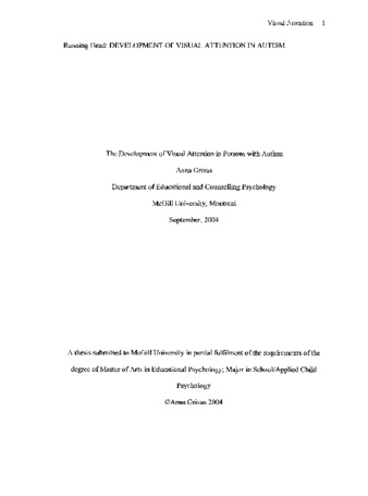 The development of visual attention in persons with autism / thumbnail