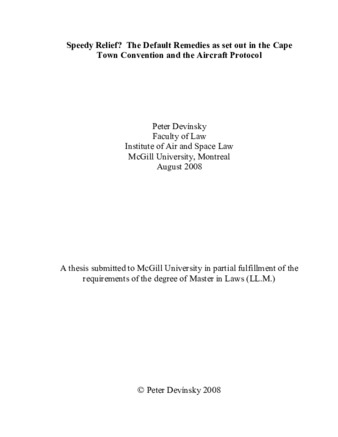 Speedy relief? The default remedies as set out in the Cape Town Convention and the Aircraft Protocol thumbnail