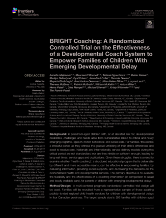 BRIGHT Coaching: A Randomized Controlled Trial on the Effectiveness of a Developmental Coach System to Empower Families of Children With Emerging Developmental Delay thumbnail