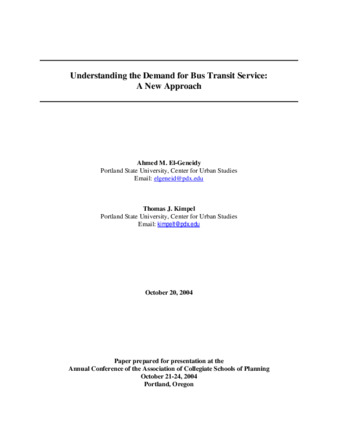 Understanding the Demand for Bus Transit Service: A New Approach thumbnail