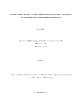 Association between accessibility to key activities through multi-modal public transit network in the Montréal Metropolitan Region and subjective well-being thumbnail