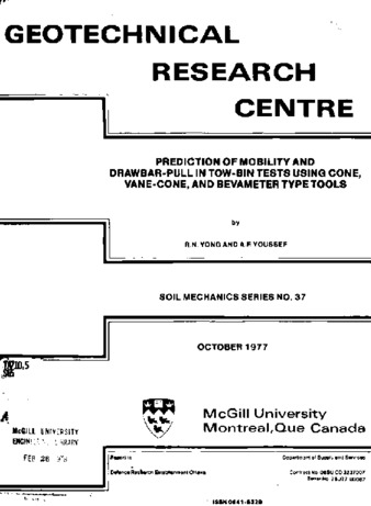 Prediction of mobility and drawbar-pull in tow-bin tests using cone, vane-cone, and bevameter type tools thumbnail