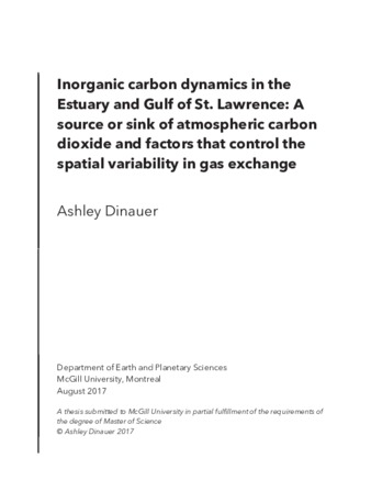 Inorganic carbon dynamics in the Estuary and Gulf of St. Lawrence: a source or sink of atmospheric CO2 and factors that control the spatial variability in gas exchange thumbnail