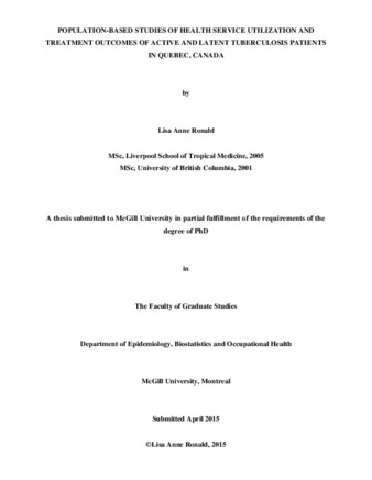 Population-based studies of health service utilization and treatment outcomes of active and latent tuberculosis patients in Quebec, Canada thumbnail