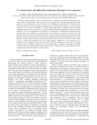 I-V characteristics and differential conductance fluctuations of Au nanowires thumbnail