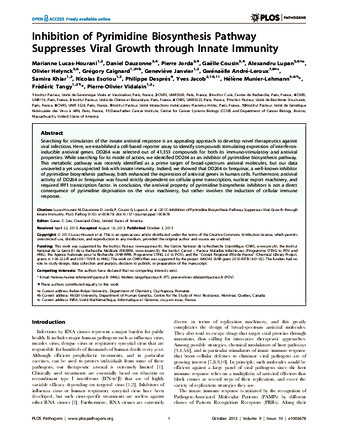 Inhibition of Pyrimidine Biosynthesis Pathway Suppresses Viral Growth through Innate Immunity thumbnail