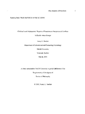 Children's and adolescents' reports of reactions to interpersonal conflicts in dyads versus groups thumbnail