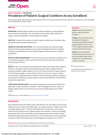 Prevalence of Pediatric Surgical Conditions Across Somaliland thumbnail