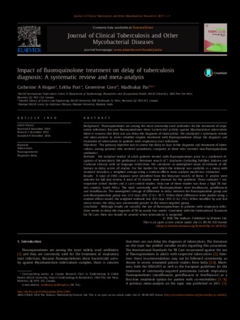 Impact of fluoroquinolone treatment on delay of tuberculosis diagnosis: A systematic review and meta-analysis thumbnail