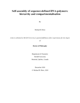 Self-assembly of sequence-defined DNA-polymers: hierarchy and compartmentalisation thumbnail