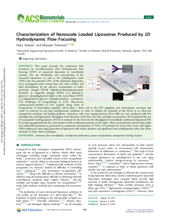 Characterization of Nanoscale Loaded Liposomes Produced by 2D Hydrodynamic Flow Focusing thumbnail