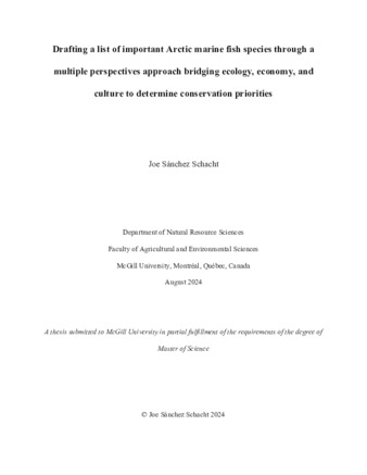 Drafting a list of important Arctic marine fish species through a multiple perspectives approach bridging ecology, economy, and culture to determine conservation priorities thumbnail