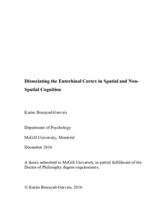 Dissociating the entorhinal cortex in spatial and non- spatial cognition thumbnail