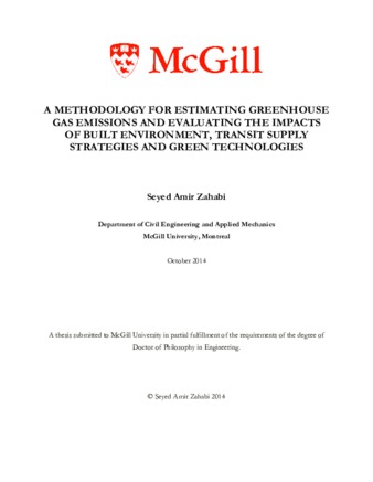 A methodology for estimating greenhouse gas emissions and evaluating the impacts of built environment, transit supply strategies and green technologies thumbnail