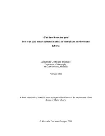 "This land is not for you:" Post-war land tenure systems in crisis in central and northwestern Liberia thumbnail