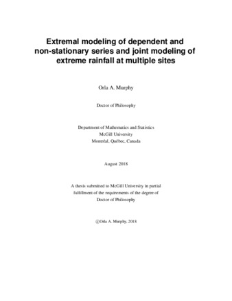 Extremal modeling of dependent and non-stationary series and joint modeling of extreme rainfall at multiple sites thumbnail