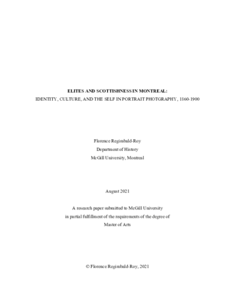 Elites and Scottishness in Montreal: identity, culture and the self in portait photography, 1860-1900 thumbnail